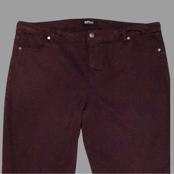 BUFFALO DAVID BITTON  Mid-Rise Stretch Skinny Wine Deep Brown Jeans Size 16/36 - Picture 2 of 6